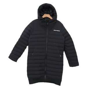 New Balance Puffer Jacket Womens Small Black Long Down Filled Hooded Outdoor